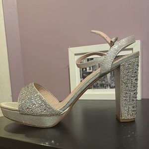 Elegant Silver Strappy Heels